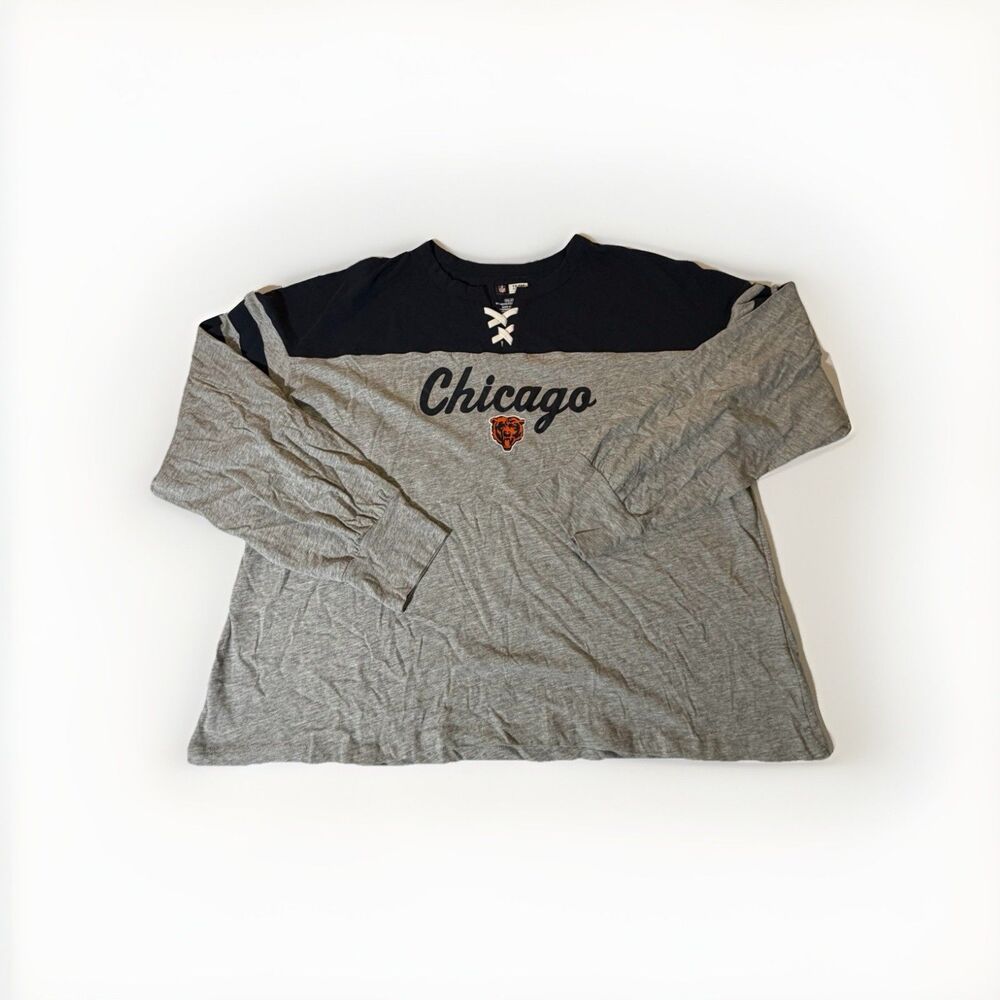 NWOT Chicago Bears Long Sleeve Shirt Women’s 3XL Gray Navy NFL Team Apparel